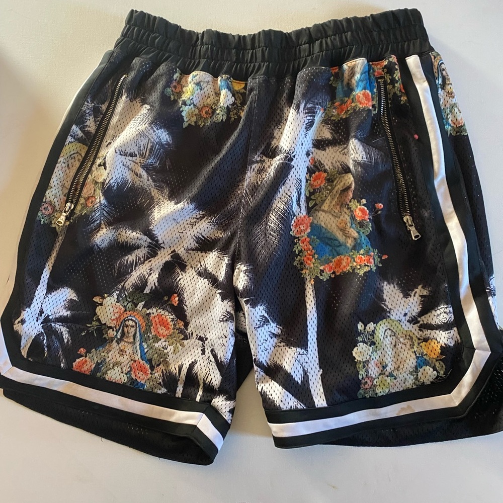 Men's Black Floral Athletic Shorts